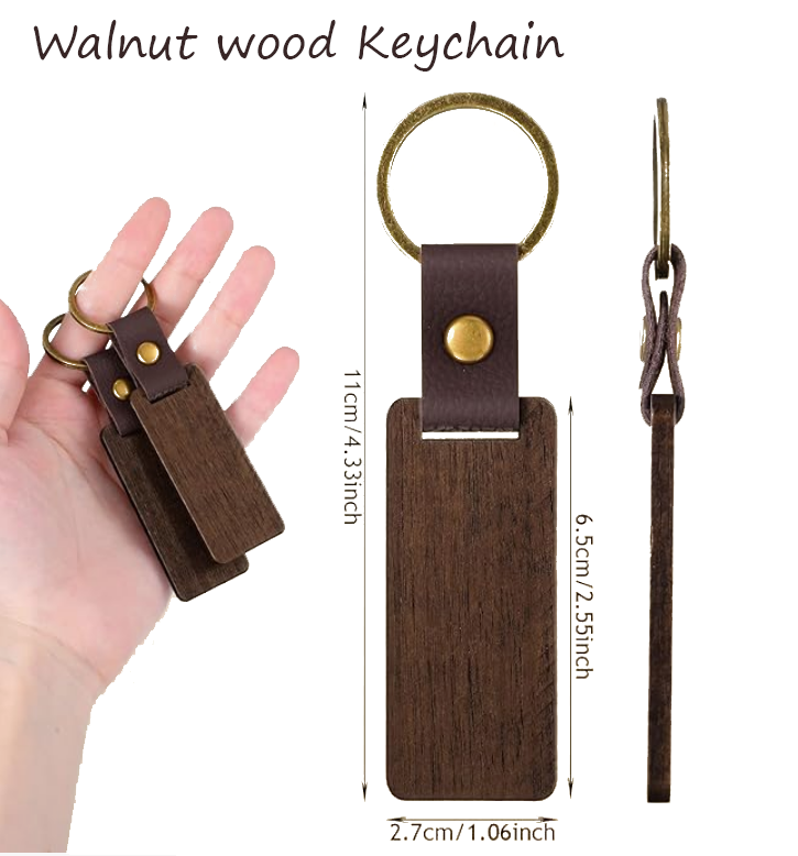 Walnut Wood Keychain | Gift for Him | Her | Father's Day | Birthday | Anniversary | Mother's Day | Personalized gift