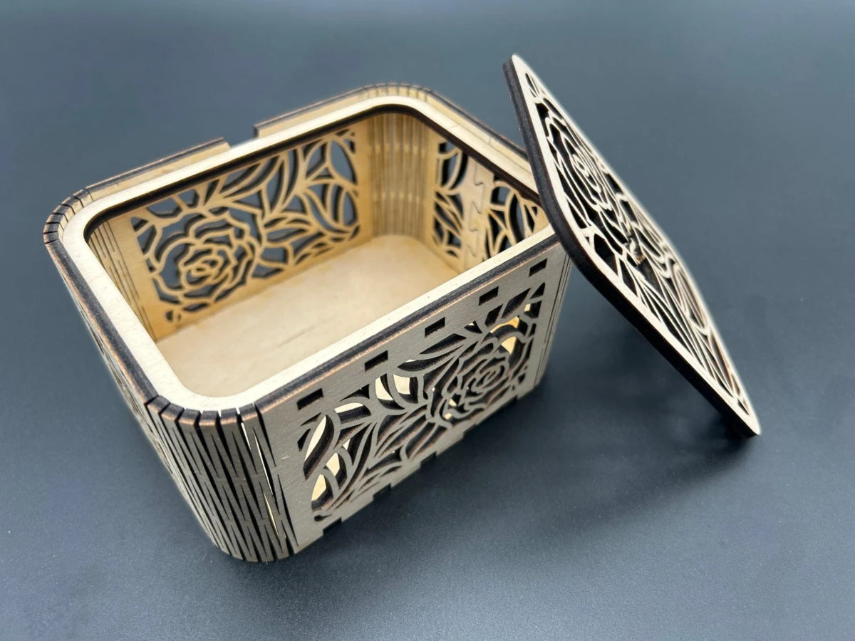 Handmade Wooden Flowery gift box