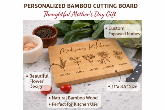 Personalized bamboo cutting board main image