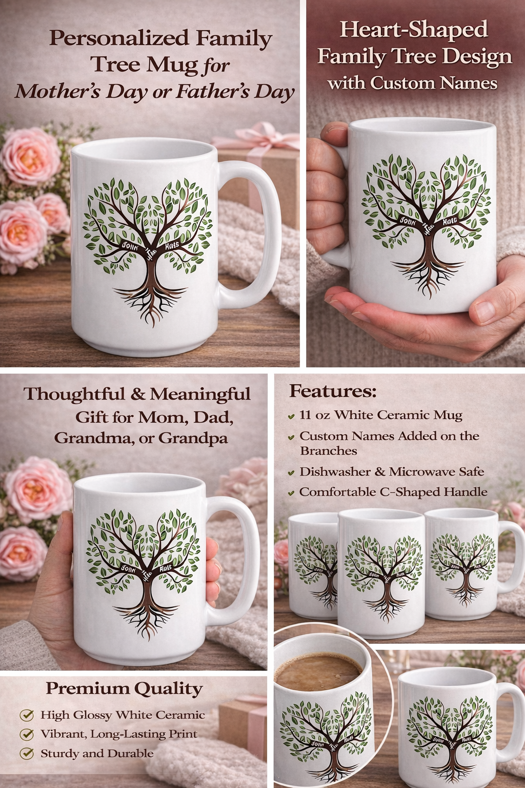 Personalized Family Tree Mug for Mother’s Day or Father’s Day