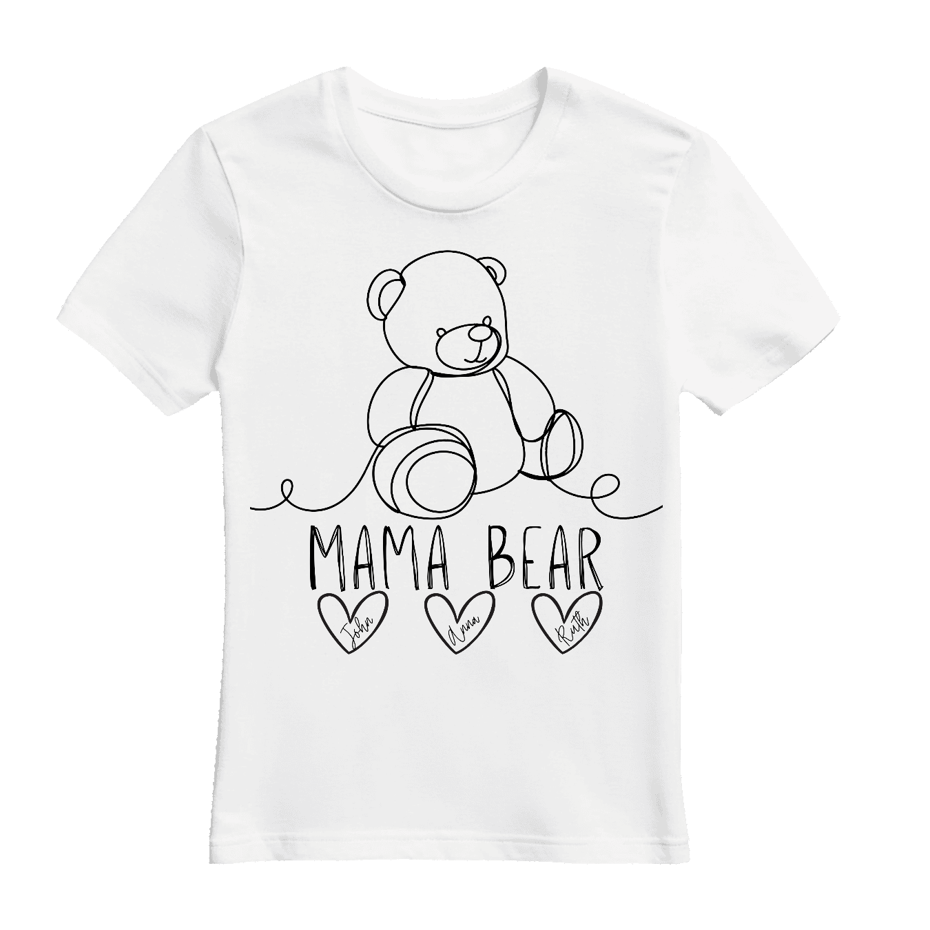 Mama Bear Family T-Shirt – Personalized with Kids' Names