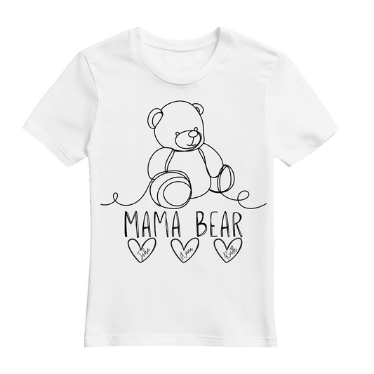 Mama Bear Family T-Shirt – Personalized with Kids' Names