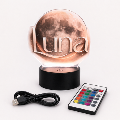 Luna moon LED night light with USB cable and remote control