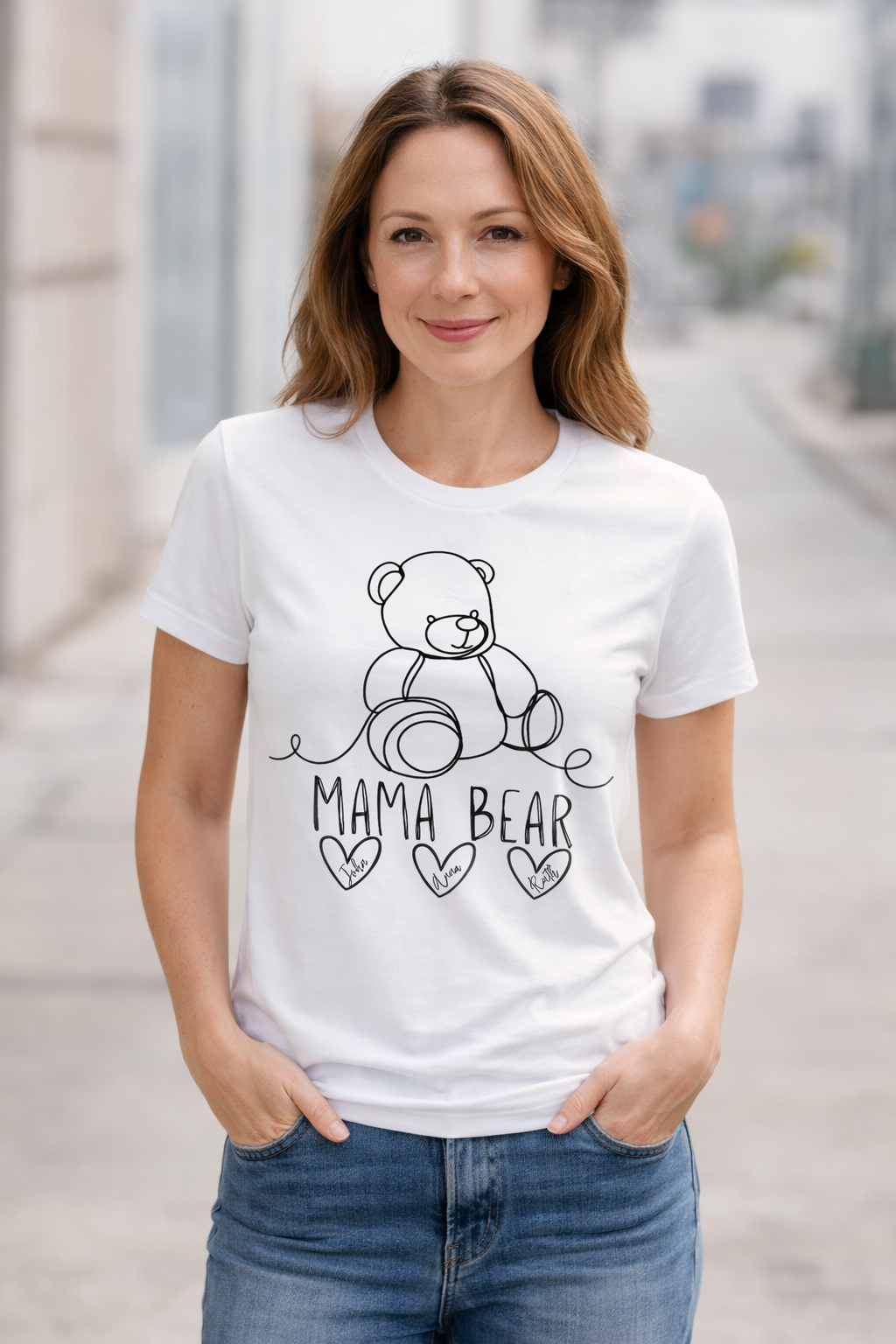 Mama Bear Family T-Shirt – Personalized with Kids' Names