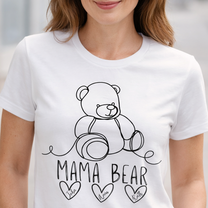 Mama Bear Family T-Shirt – Personalized with Kids' Names